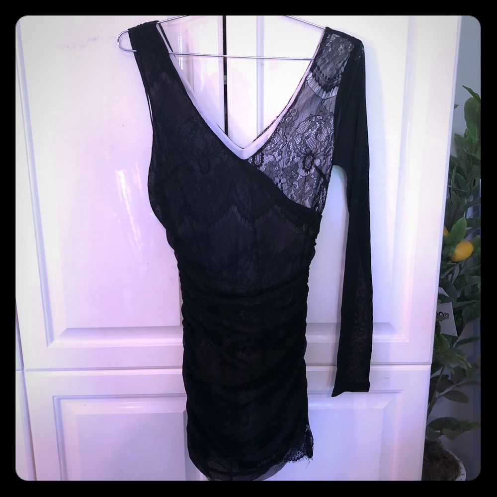 NWT LUSH One Shoulder Mini Black Dress - Dress - M